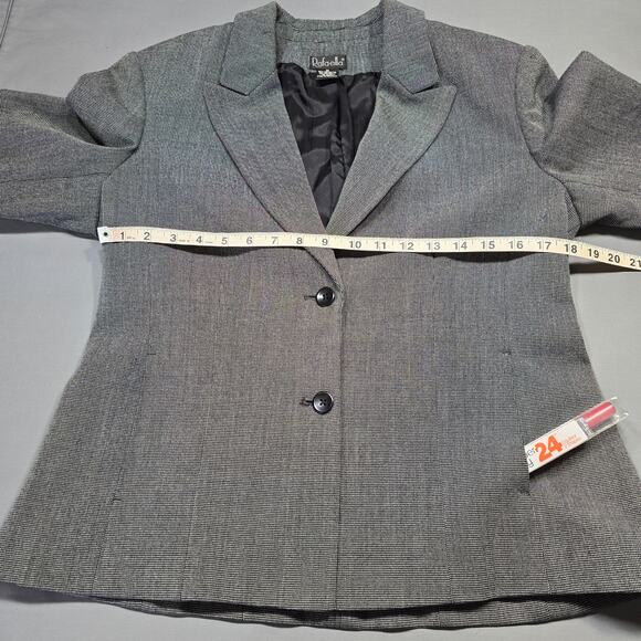 Rafaella Gray Suit Jacket Stretch Preppy Houndstooth Long Sleeve Button Women 12 - Picture 6 of 11